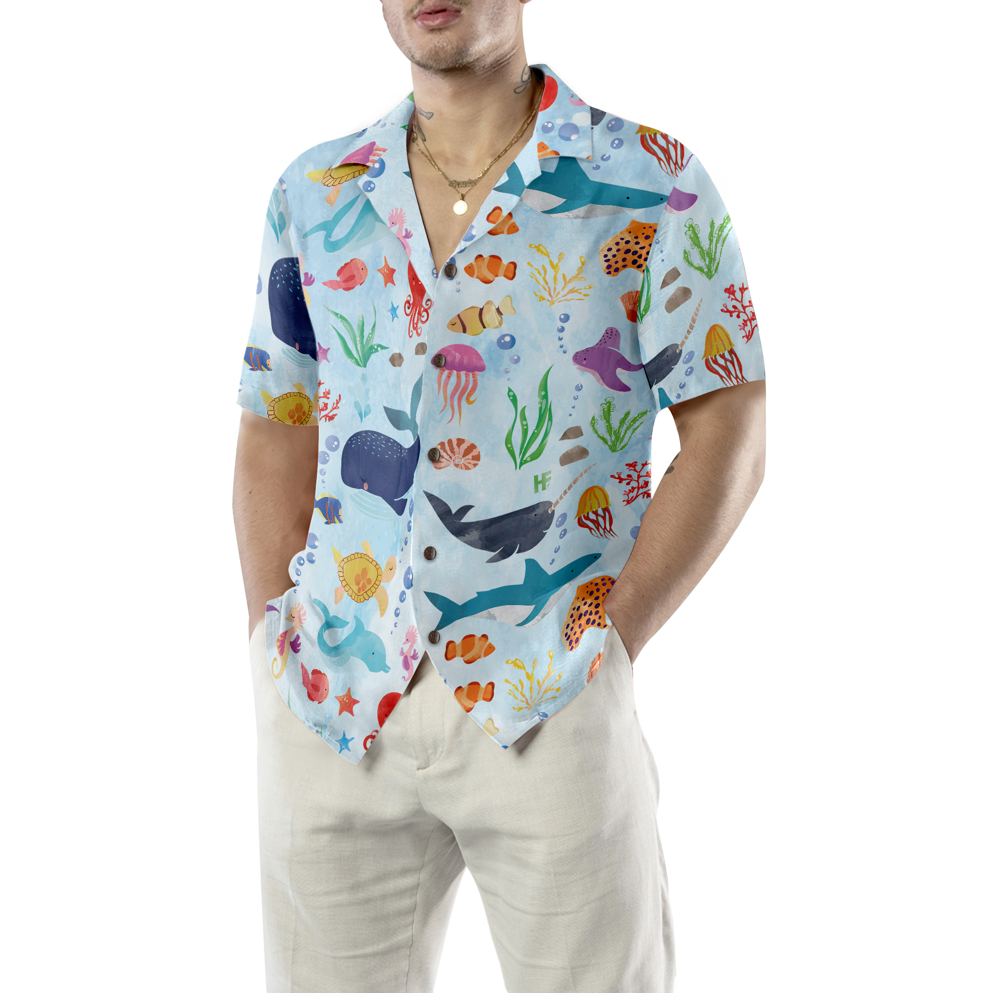 Ocean Fish Pattern Hawaiian Shirt - Hyperfavor