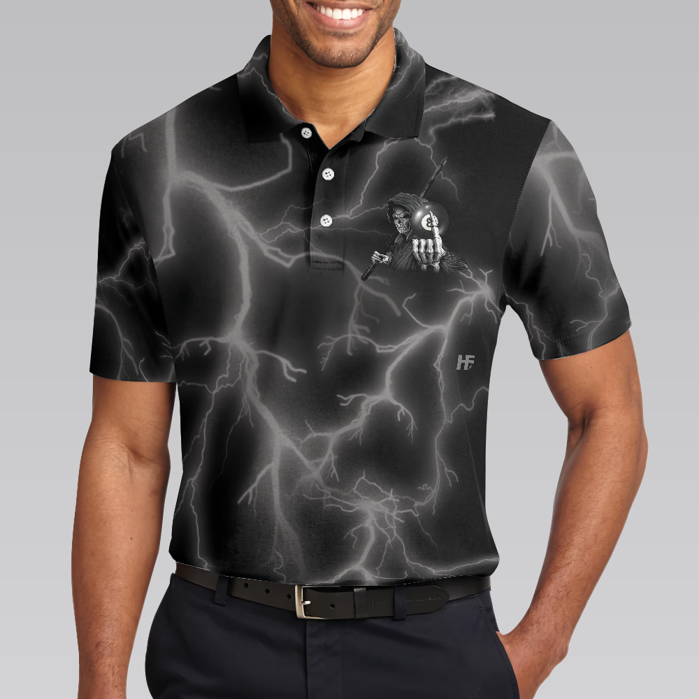 I Beat People With A Stick Polo Shirt, Black Billiards Polo Shirt For Billiards Enthusiasts, Scary Shirt - Hyperfavor