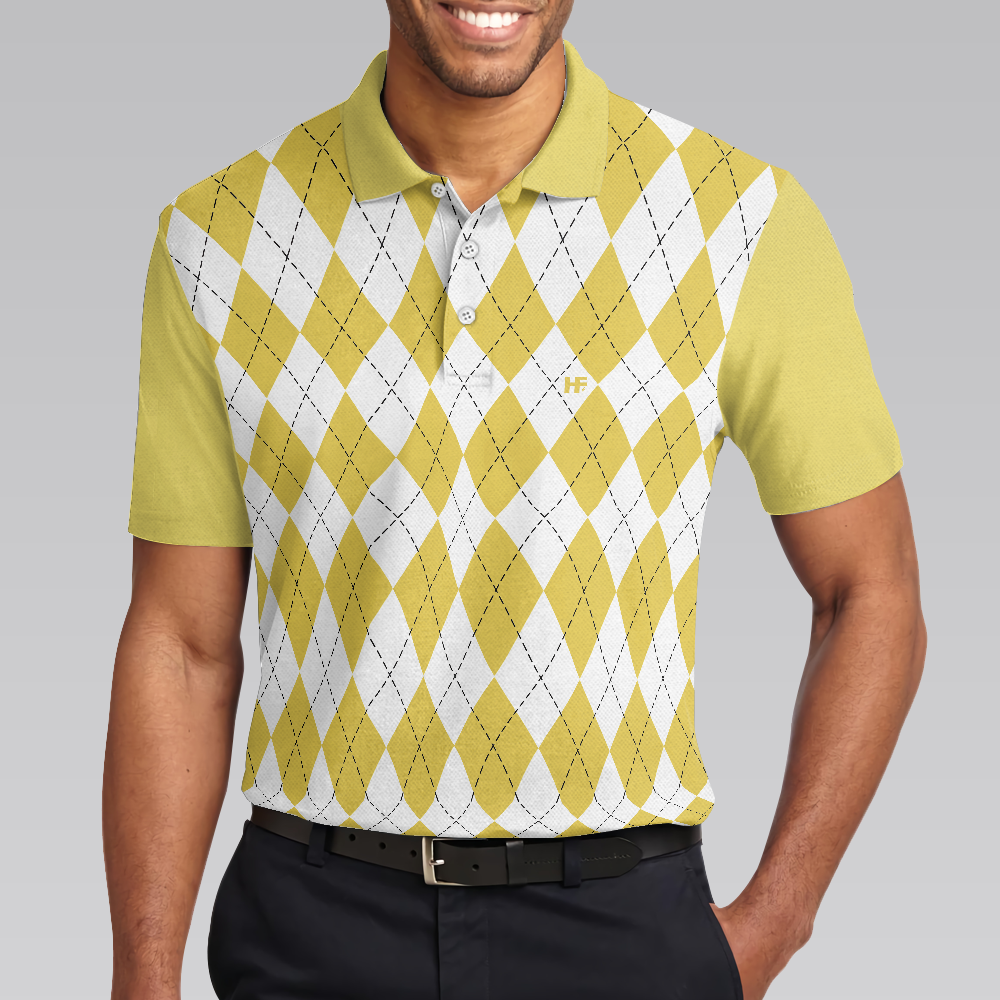 Yes I Do Have A Retirement Plan I Plan On Bowling Polo Shirt, Yellow Argyle Pattern Shirt, Gift For Bowlers - Hyperfavor