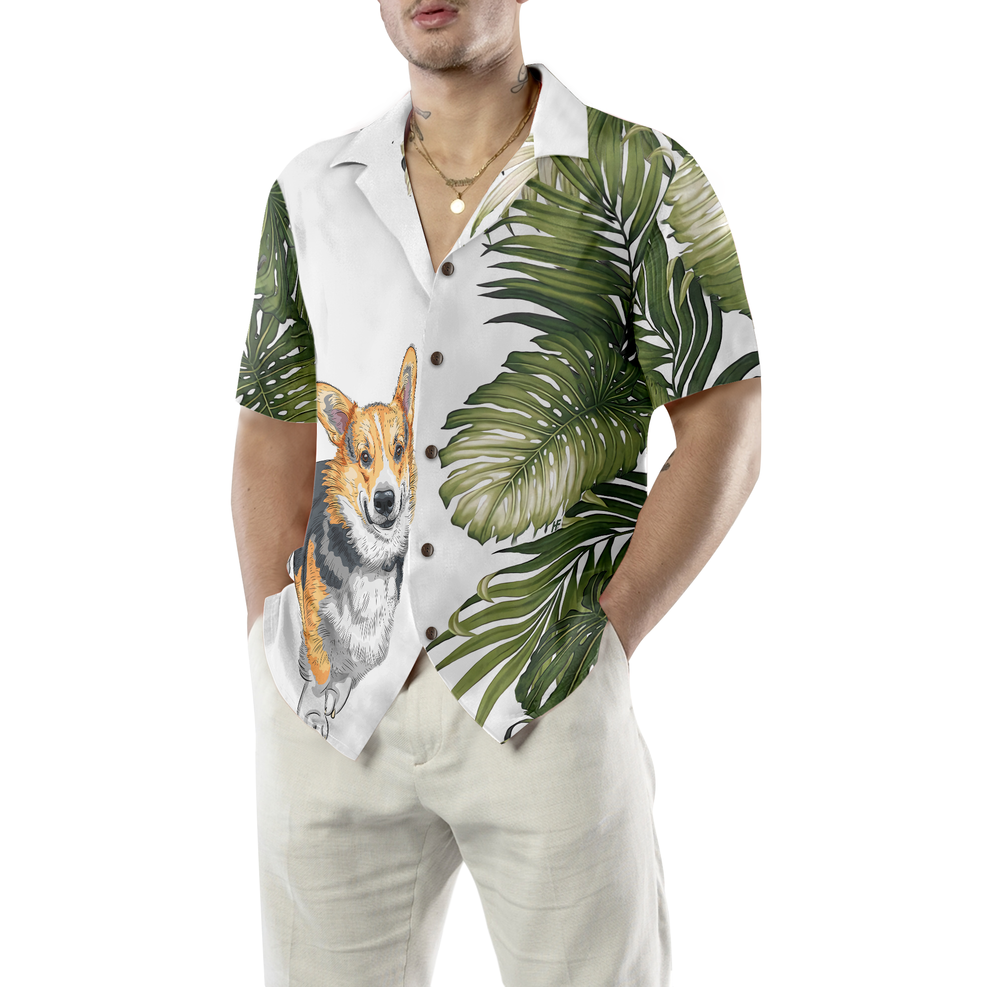 Corgi Monstera Leaves Corgi Hawaiian Shirt, Best Dog Shirt For Men And Women - Hyperfavor