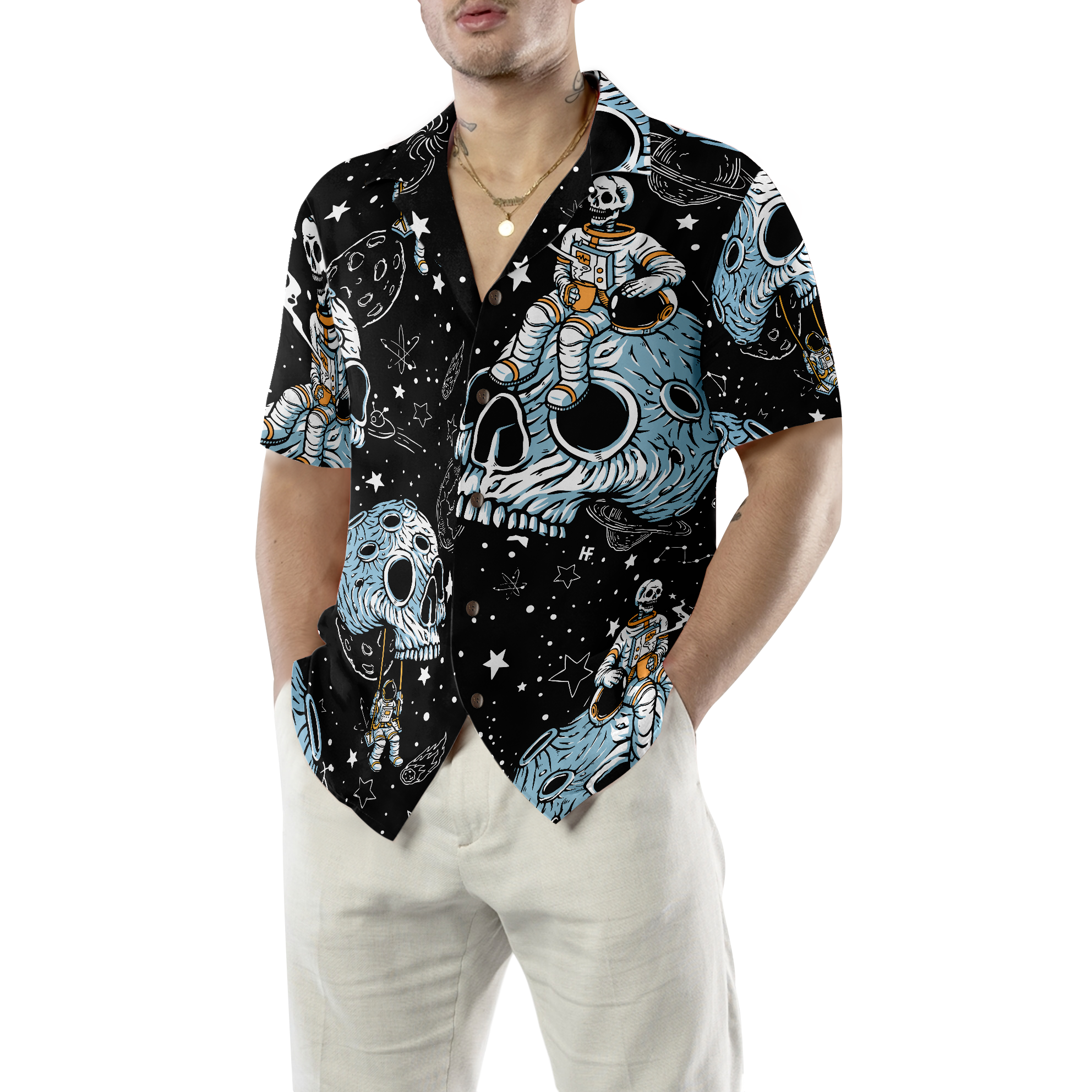 Lonely Skull Planet Outta Space Hawaiian Shirt - Hyperfavor