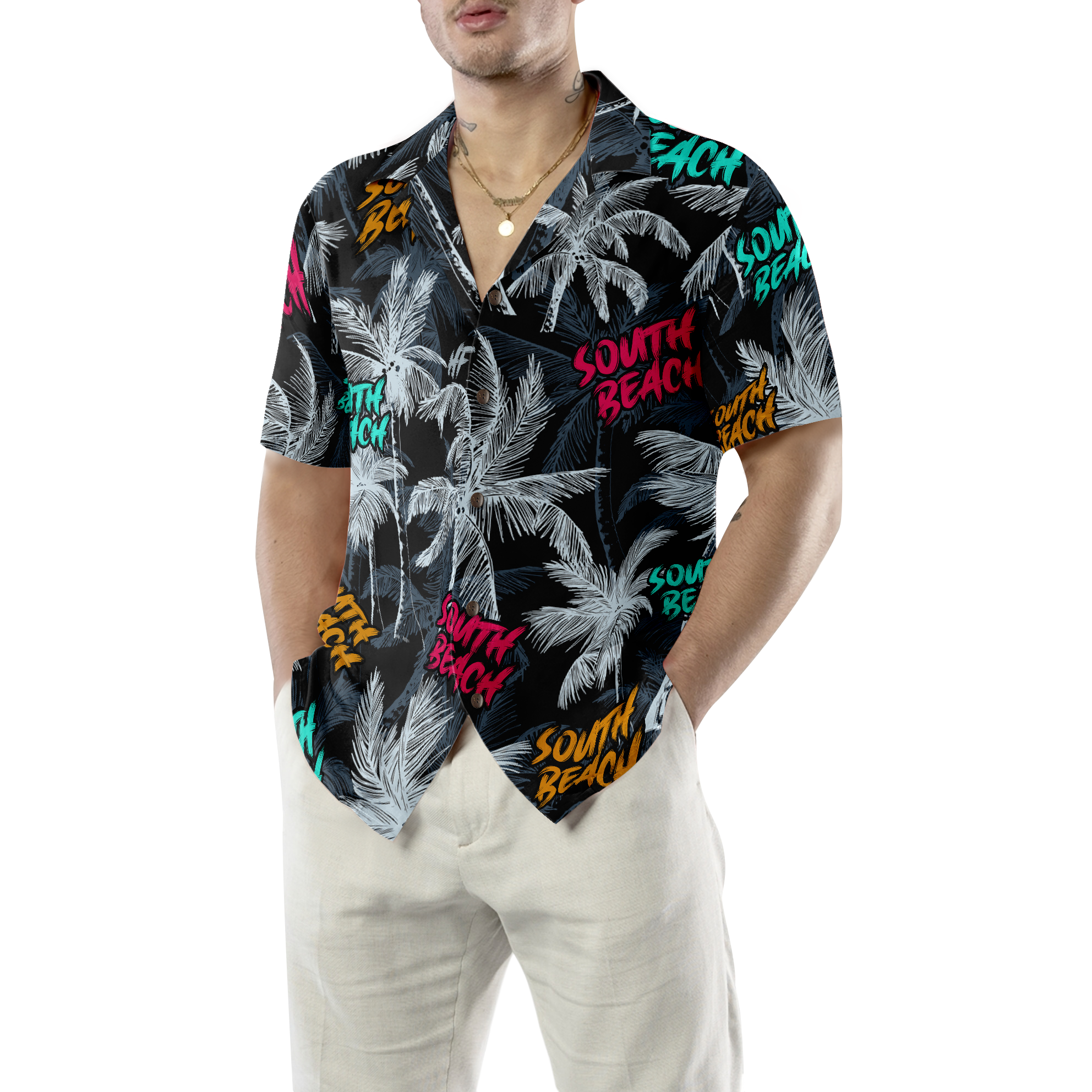 Coronado Beach Coconut Tree Seamless Hawaiian Shirt - Hyperfavor