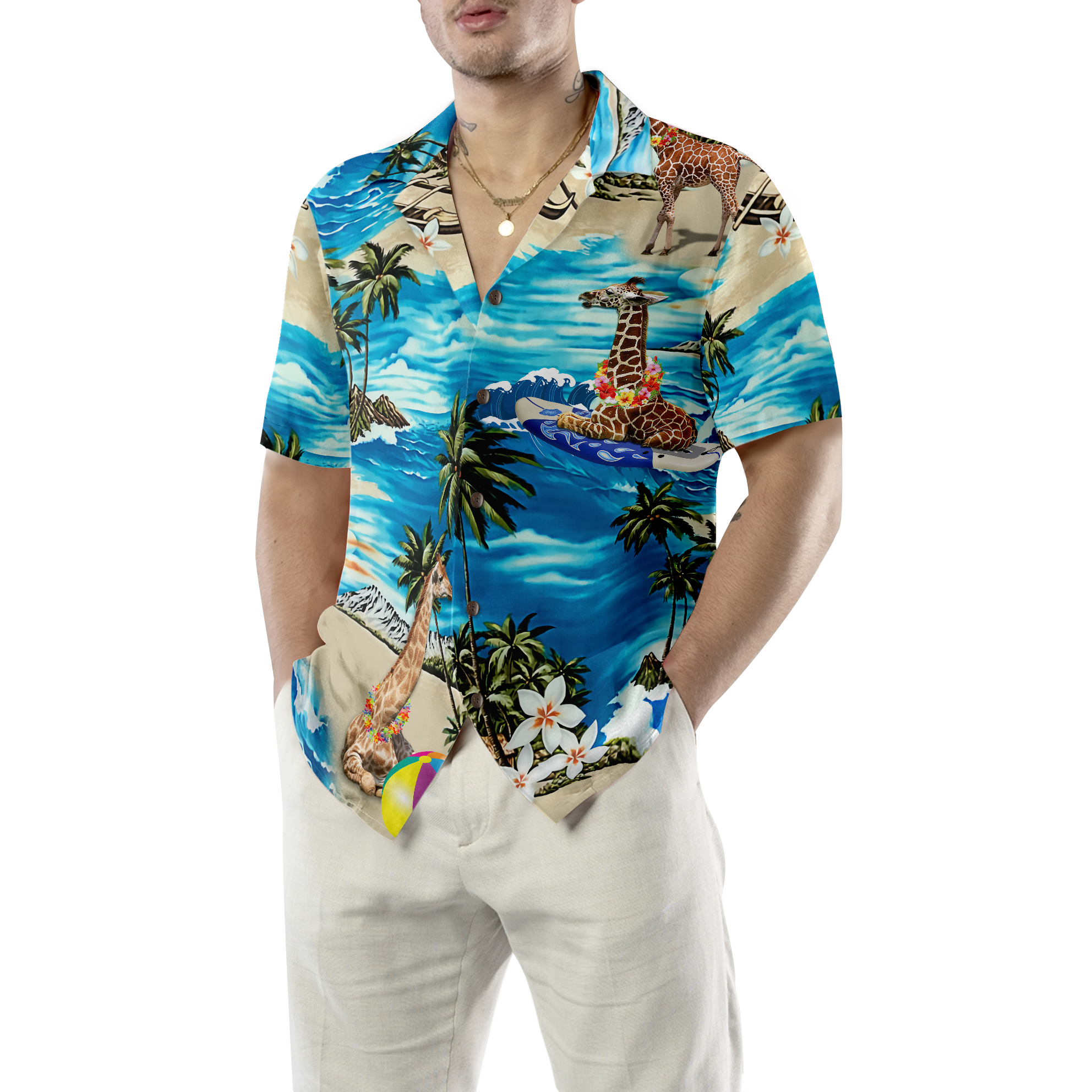 Beach Hawaii Giraffe Hawaiian Shirt - Hyperfavor