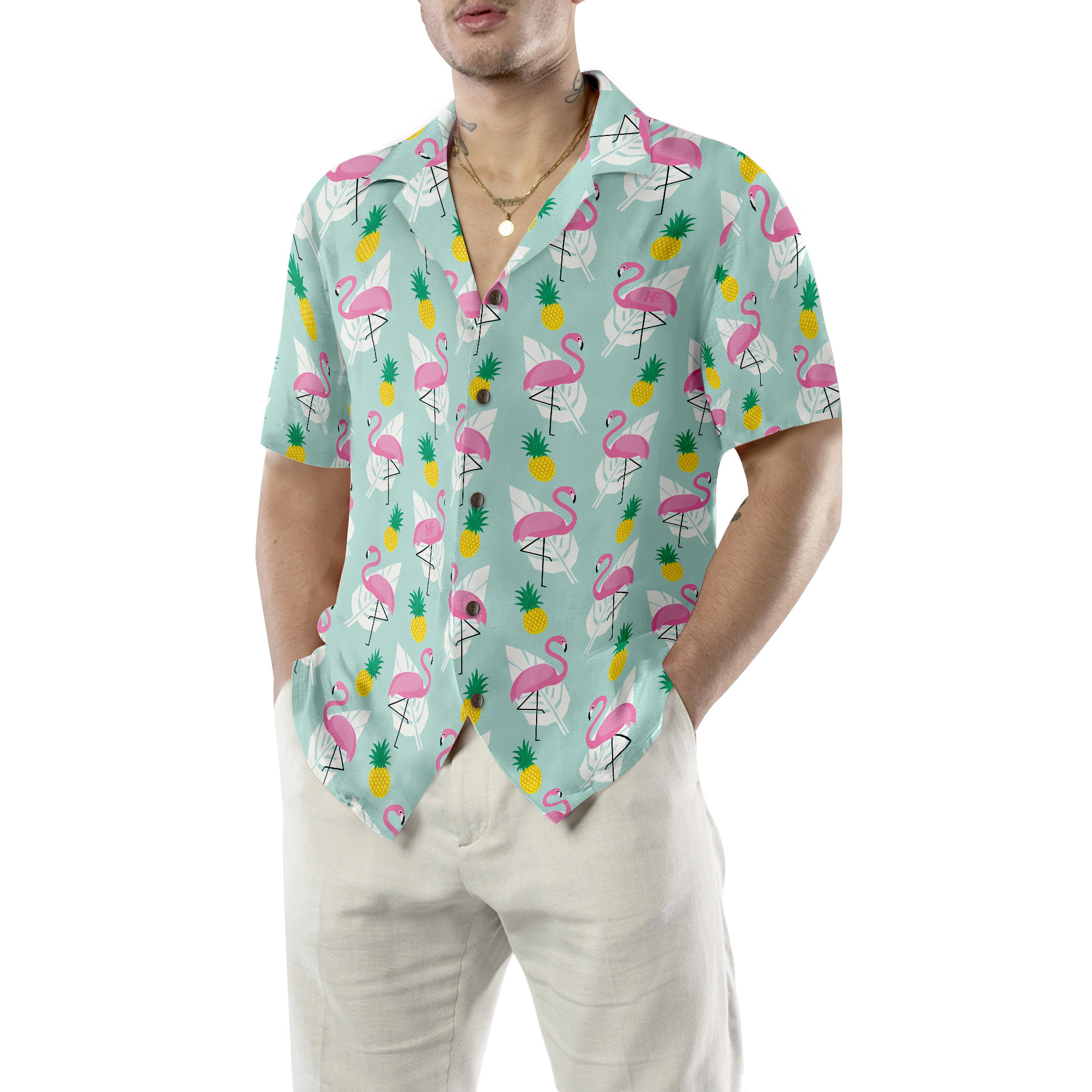 Tropical Pineapple Flamingo Shirt For Men Hawaiian Shirt - Hyperfavor