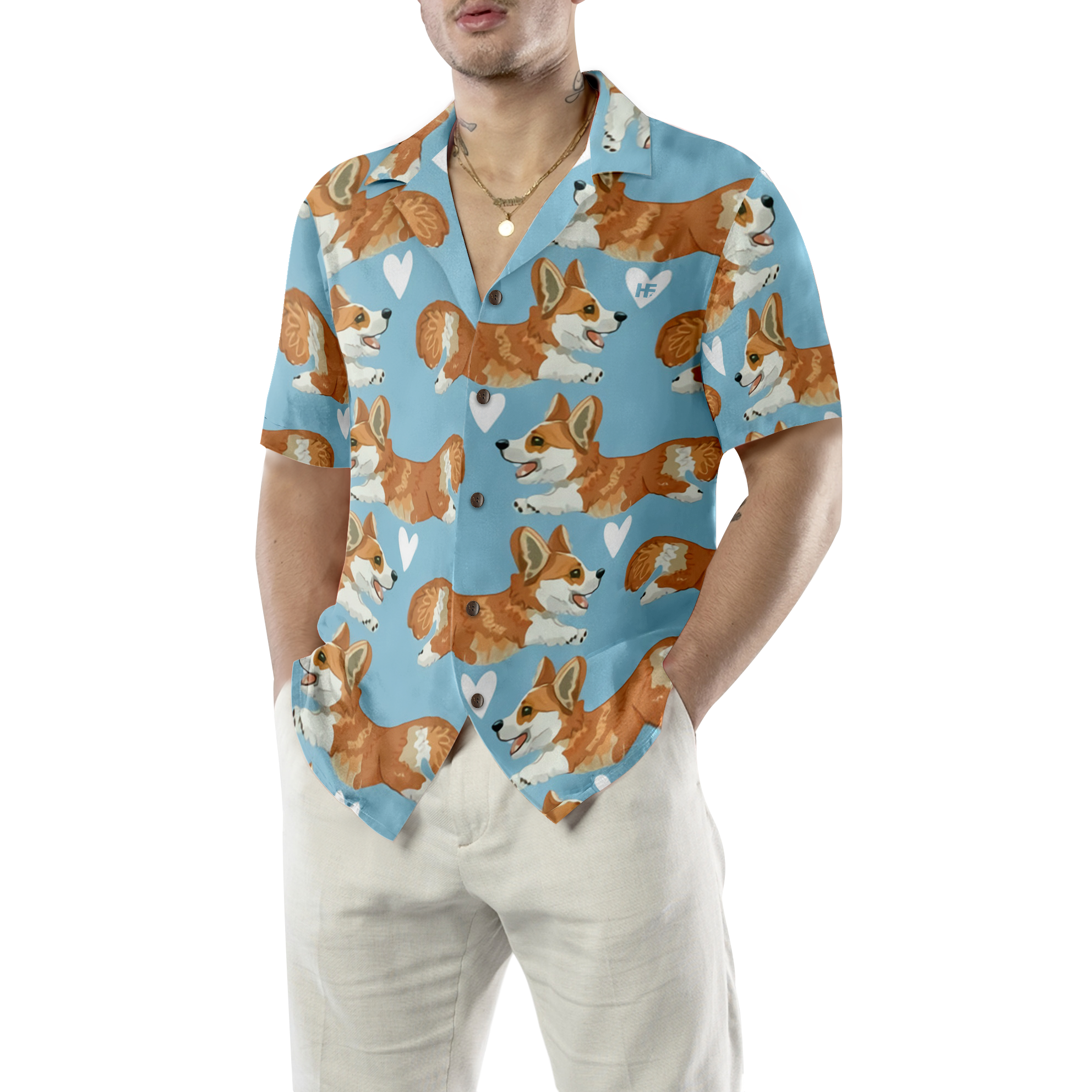 Flying Corgi Blue Hawaiian Shirt, Corgi Shirt For Men And Women - Hyperfavor