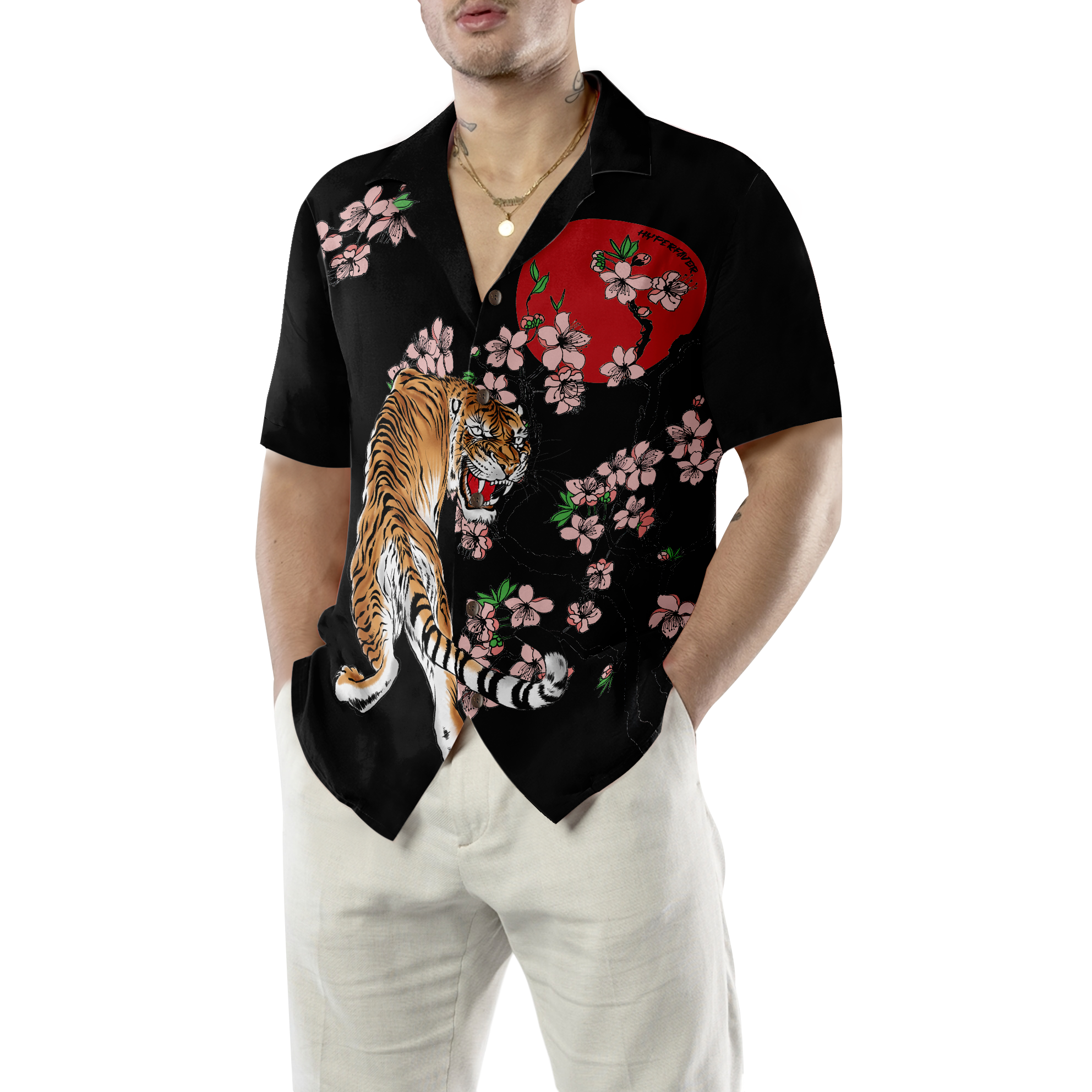 Japanese Tiger Sakura Shirt For Men Hawaiian Shirt - Hyperfavor