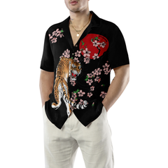 Japanese Tiger Sakura Shirt For Men Hawaiian Shirt - Hyperfavor