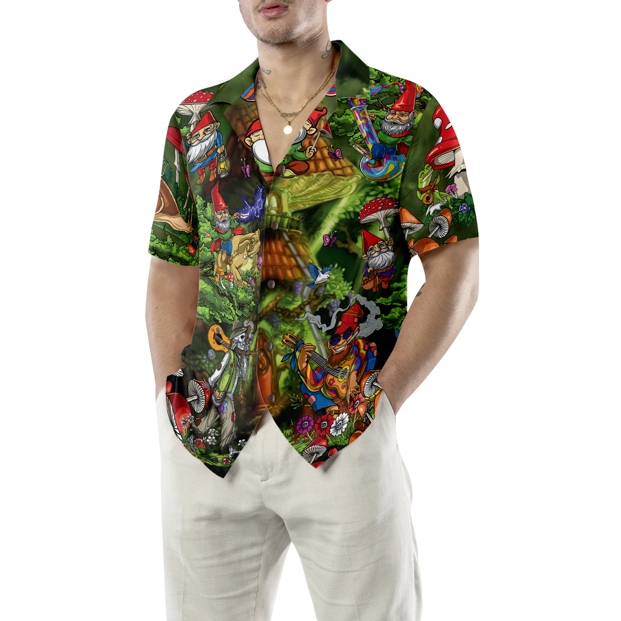 Gnome Hippie Hawaiian Shirt - Hyperfavor