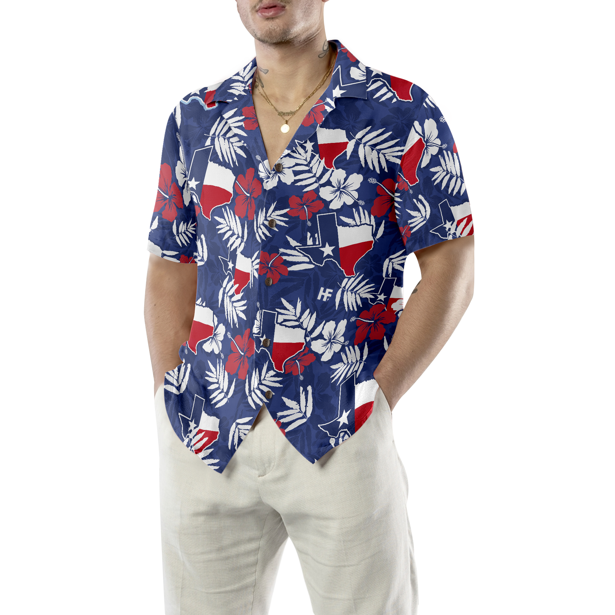 Texas Flag Tropical Seamless Pattern USA Hawaiian Shirt - Hyperfavor