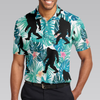 Bigfoot Tropical Short Sleeve Polo Shirt, Floral And Leaves Polo Shirt, Best Bigfoot Shirt For Men - Hyperfavor