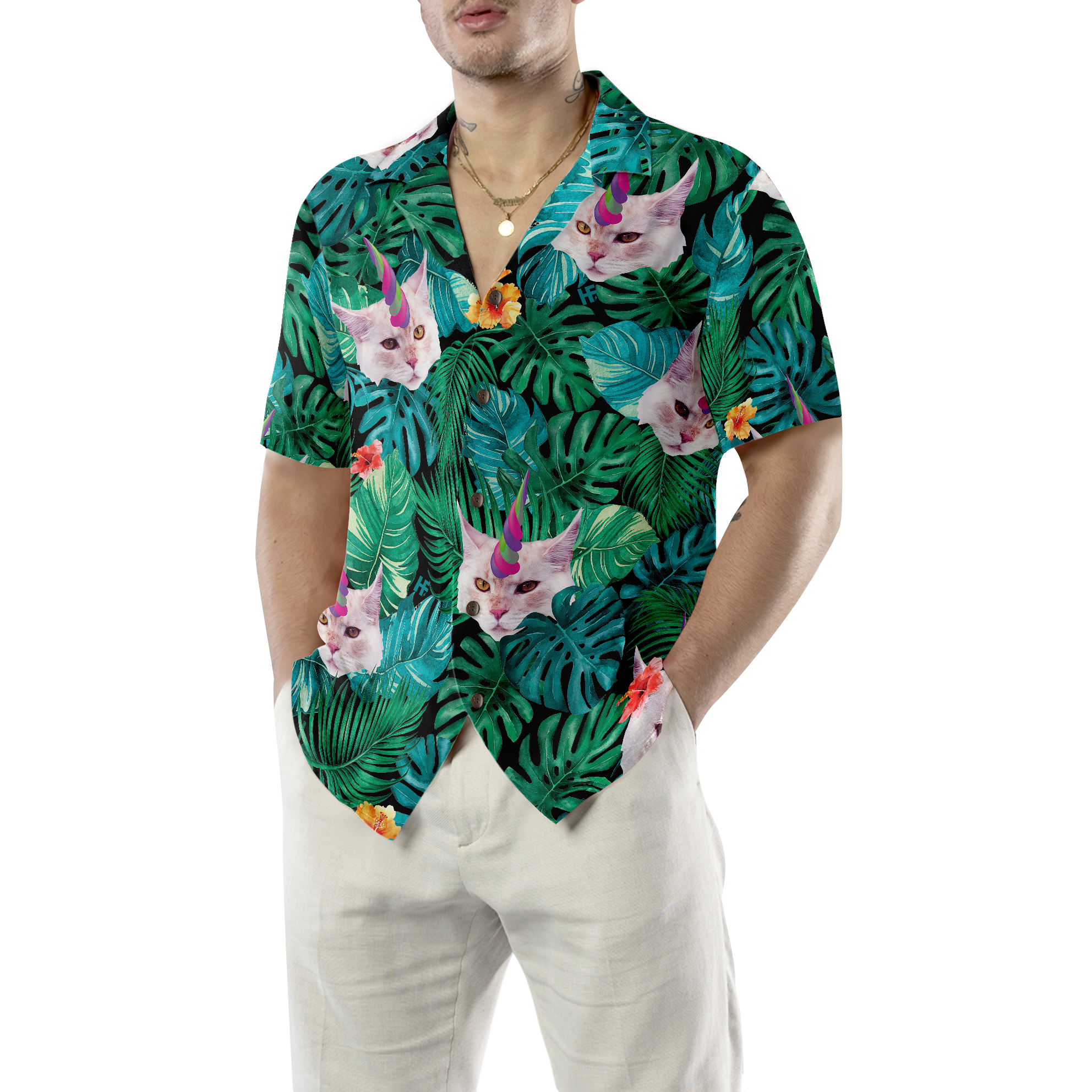 Unicorn Cat Hawaiian Shirt - Hyperfavor