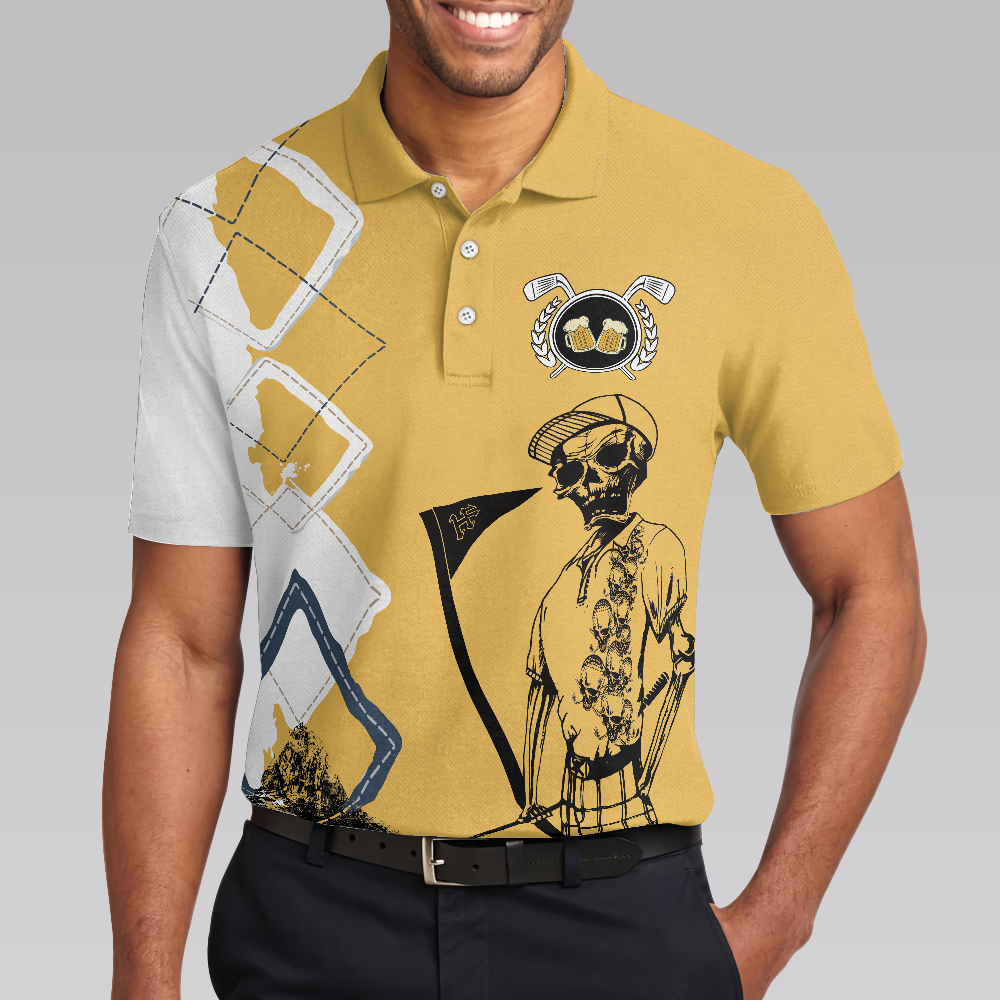 You Know What Rhymes With Golf Beer Polo Shirt, Funny Golf Shirt For Men, Yellow And White Beer Shirt - Hyperfavor