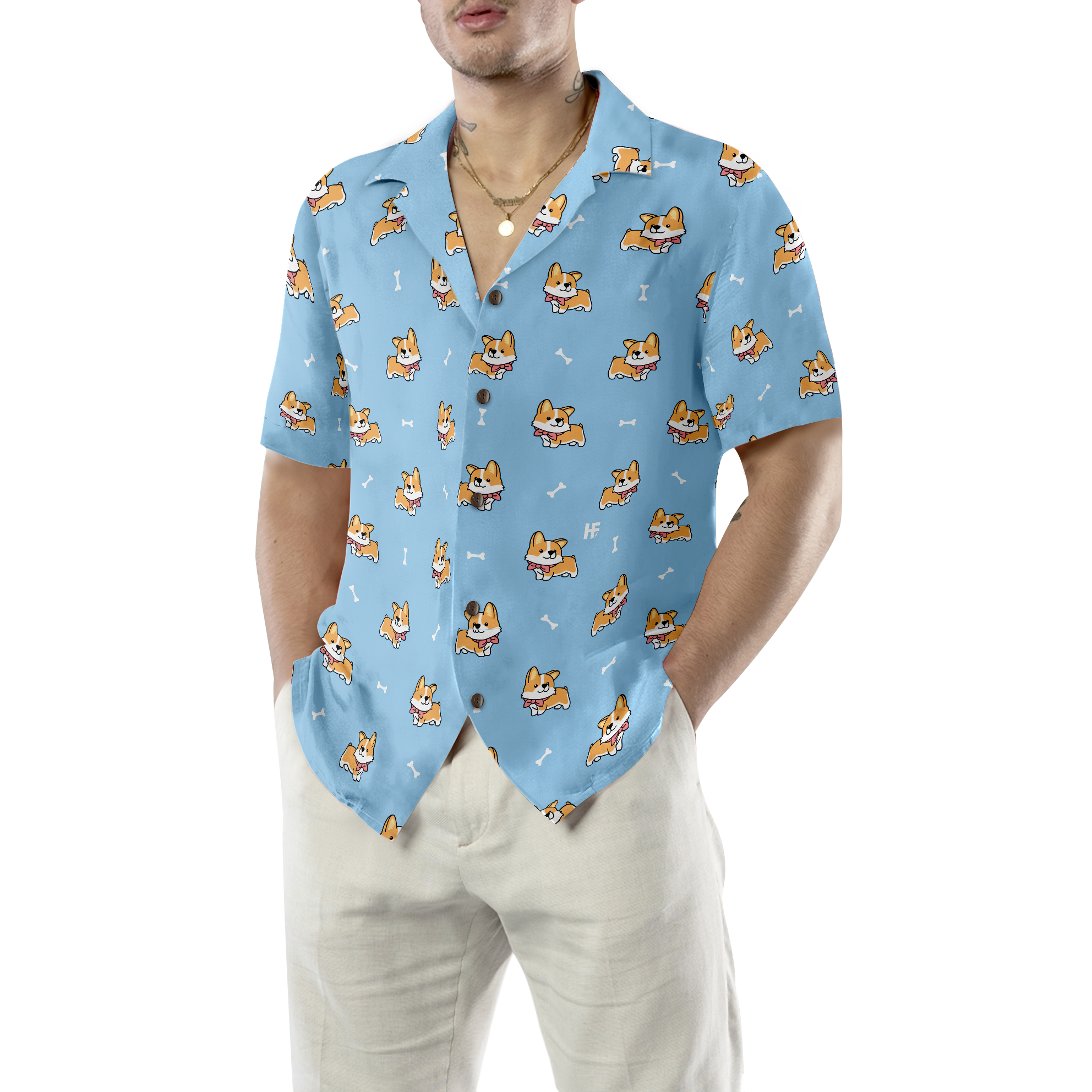 Cute Puppy Corgi Hawaiian Shirt - Hyperfavor